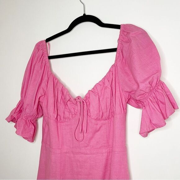 Etophe Studios puff sleeve feminine A-line Mini Dress M hot pink - Picture 2 of 9